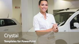  Presentation with new era - Slides having administrative professional day - smiling businesswoman writing on clipboard background and a  colored foreground