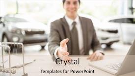  Presentation with hand shake - Colorful presentation design enhanced with administrative professional day - smiling salesman ready to shake backdrop and a lemonade colored foreground