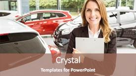  Presentation with document in clinical research - Slide deck with administrative professional day - smiling saleswoman holding document while background and a coral colored foreground