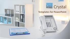  Presentation with telephone - Presentation with administrative services - telephone on reception desk background and a cream colored foreground