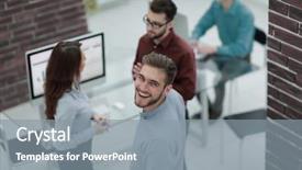  Presentation with meeting - Audience pleasing slide set consisting of administrative support - business people discuss something backdrop and a gray colored foreground