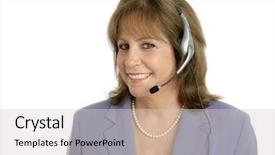  Presentation with customer service - Colorful presentation theme enhanced with administrative support - friendly pretty customer service representative backdrop and a lemonade colored foreground