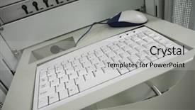  Presentation with server - Beautiful presentation theme featuring adminstrative - computer in communication server center backdrop and a light gray colored foreground