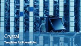  Presentation with banquet server - PPT theme consisting of adminstrative - computer in communication server center background and a teal colored foreground