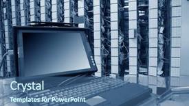  Presentation with servers - Presentation theme having adminstrative - computer in communication servers center background and a ocean colored foreground