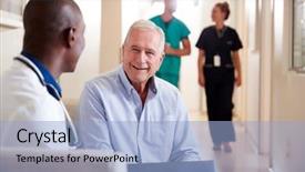  Presentation with nurse a male patient - Beautiful slide set featuring admint - doctor welcoming to senior male backdrop and a light blue colored foreground