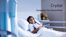  Presentation with moving patient to hospital bed - Beautiful slide deck featuring admint - patient lying on bed backdrop and a  colored foreground