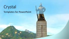  Presentation with korea - Amazing PPT layouts having admiral yi sun-sin backdrop and a arctic colored foreground