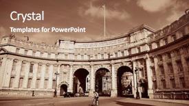 Presentation with london - Audience pleasing PPT layouts consisting of admiralty arch near trafalgar square in london as the entrance to the mall backdrop and a tawny brown colored foreground