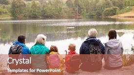  Presentation with generation - Beautiful presentation theme featuring admire - multi generation family sitting together backdrop and a coral colored foreground