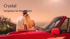  Presentation with couple - Slides having admire - rear view of couple hugging background and a coral colored foreground