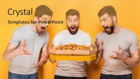  Presentation with three - Presentation theme enhanced with admire - three young excited men holding background and a yellow colored foreground