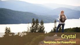  Presentation with alone - PPT layouts featuring admire - young adult caucasian woman standing background and a tawny brown colored foreground