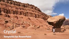 Presentation with sandstone - Cool new slide set with admired tourist before a grandiose rock from red sandstone usa backdrop and a coral colored foreground
