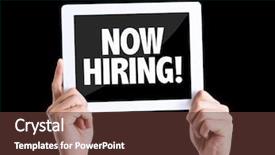  Presentation with hiring - Beautiful presentation theme featuring admission advertising - tablet pc with text now backdrop and a tawny brown colored foreground
