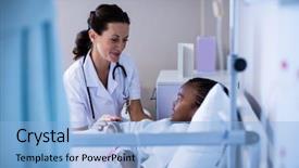  Presentation with female hospital patient - Cool new slide set with admit - female doctor consoling patient backdrop and a light blue colored foreground