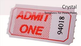  Presentation with ticket - PPT layouts consisting of admission ticket isolated on white background and a soft green colored foreground