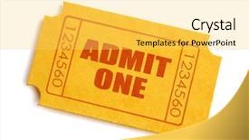  Presentation with ticket - Slides enhanced with generic yellow admission ticket isolated background and a yellow colored foreground