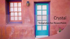  Presentation with southwestern - Slide set with adobe - colorful southwestern architecture in tucson background and a coral colored foreground