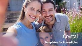  Presentation with selfie - Amazing PPT layouts having adobe - father and daughter in garden backdrop and a teal colored foreground