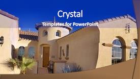  Presentation with southwest - Colorful PPT theme enhanced with adobe - modern southwest home exterior backdrop and a royal blue colored foreground