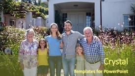  Presentation with generation - Theme featuring adobe - multi-generation family standing together background and a tawny brown colored foreground