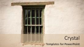  Presentation with spanish tapas and wine - Theme consisting of adobe - old spanish window and wall background and a soft green colored foreground