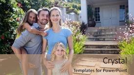  Presentation with garden - Slide deck featuring adobe - portrait of family standing together background and a coral colored foreground