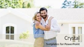  Presentation with couple - PPT layouts enhanced with adobe - portrait of happy couple embracing background and a  colored foreground