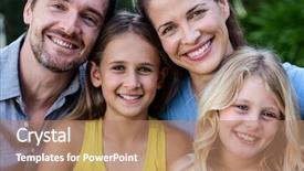  Presentation with portrait happy family smiling - Audience pleasing PPT layouts consisting of adobe - portrait of happy family smiling backdrop and a coral colored foreground