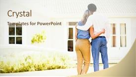  Presentation with rear view of bodyguard - Presentation theme featuring adobe - rear view of couple standing background and a  colored foreground