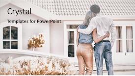  Presentation with rear view mirror - PPT theme with adobe - rear view of couple standing background and a  colored foreground