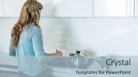  Presentation with real food beef - Presentation theme having adobe - rear view of woman cooking background and a  colored foreground