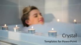  Presentation with cedar bath - Slides with adobe - woman taking bath in bathtub background and a light blue colored foreground