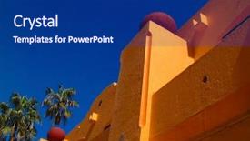  Presentation with blue sky - Amazing theme having adobe building with palm trees backdrop and a  colored foreground