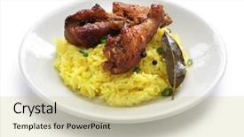  Presentation with food chicken - Presentation design consisting of adobo over yellow rice filipino background and a yellow colored foreground