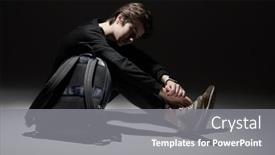  Presentation with teenager alone - Slide set featuring adolescence-transitional-age-problems-depression background and a gray colored foreground