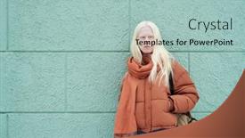  Presentation with adolescent - Presentation with adolescent-albino-girl-in-jeans background and a  colored foreground