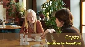  Presentation with adolescent - PPT layouts enhanced with adolescent-albino-girl-sitting background and a tawny brown colored foreground