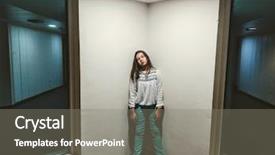  Presentation with naughty girl is standing - PPT theme with adolescent crime - teenage girl stands background and a gray colored foreground