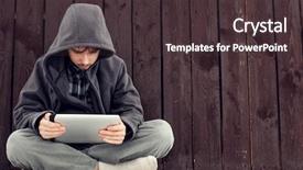  Presentation with adolescent - Amazing slides having adolescent crime - teenager with a tablet computer backdrop and a tawny brown colored foreground