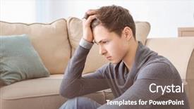 Presentation with teenager development - Amazing presentation design having adolescent depression - depressed teenager sitting on floor backdrop and a gray colored foreground