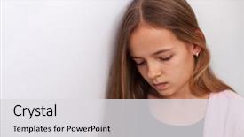  Presentation with adolescence - Beautiful presentation featuring adolescent depression - sad teenager girl standing backdrop and a light gray colored foreground