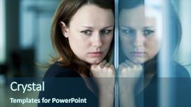  Presentation with crisis - Audience pleasing slides consisting of adolescent depression - young woman woman leaned backdrop and a ocean colored foreground