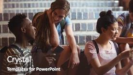  Presentation with adolescent development - Slide deck with adolescent development - classmates sitting on staircase background and a  colored foreground