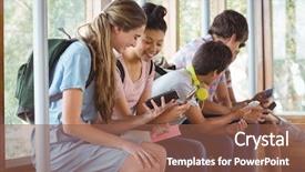  Presentation with students - Beautiful PPT layouts featuring adolescent development - happy students sitting on window backdrop and a  colored foreground