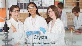  Presentation with chemical experiment - Theme consisting of adolescent development - portrait of schoolgirls doing background and a lemonade colored foreground