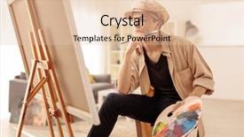  Presentation with art historical painting - Beautiful presentation theme featuring adolescent differences - pensive teenage painter looking backdrop and a  colored foreground