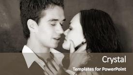  Presentation with love - Slide set consisting of adolescent differences - portrait of young couple background and a violet colored foreground