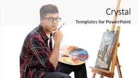  Presentation with adolescent - Cool new slide set with adolescent differences - teenage painter with a paintbrush backdrop and a light gray colored foreground